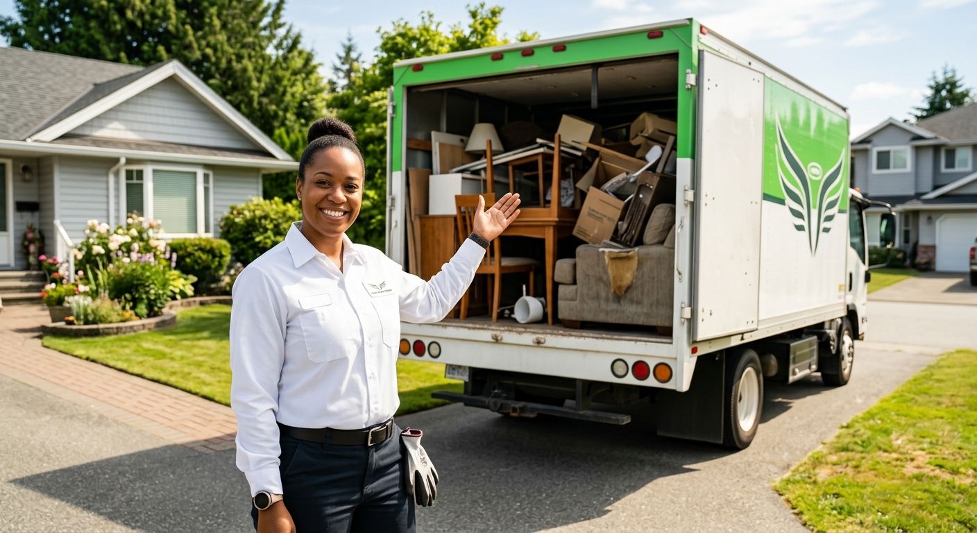 Friendly crew member ready for responsible junk removal in Delta